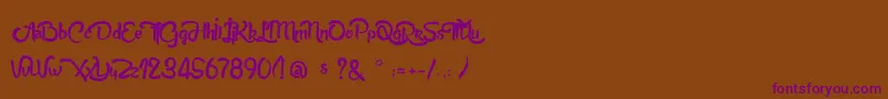 AnabelleScriptLight-fontti – violetit fontit ruskealla taustalla