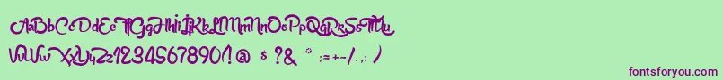 AnabelleScriptLight-fontti – violetit fontit vihreällä taustalla