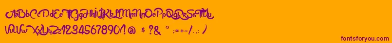 AnabelleScriptLight-fontti – violetit fontit oranssilla taustalla