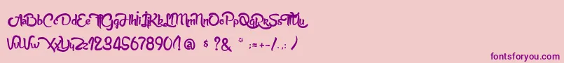 AnabelleScriptLight-fontti – violetit fontit vaaleanpunaisella taustalla