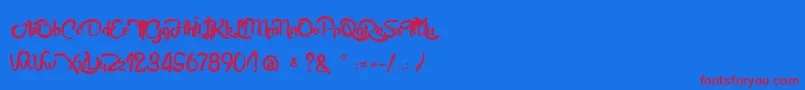 AnabelleScriptLight-Schriftart – Rote Schriften auf blauem Hintergrund