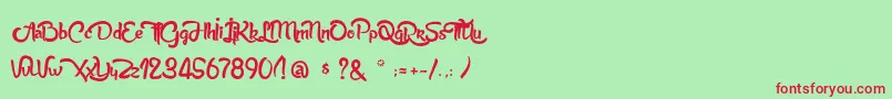 AnabelleScriptLight-Schriftart – Rote Schriften auf grünem Hintergrund