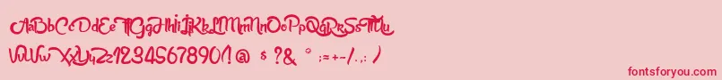 フォントAnabelleScriptLight – ピンクの背景に赤い文字