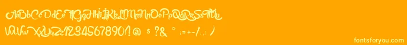 AnabelleScriptLight-fontti – keltaiset fontit oranssilla taustalla