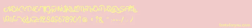 フォントAnabelleScriptLight – 黄色のフォント、ピンクの背景