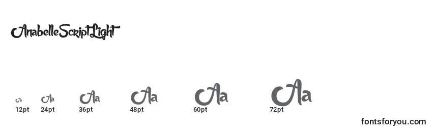 AnabelleScriptLight Font Sizes