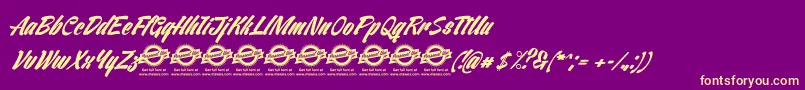 Fonte VentographyPersonalUseOnly – fontes amarelas em um fundo roxo