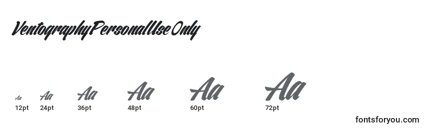 VentographyPersonalUseOnly Font Sizes