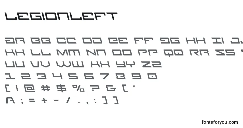 A fonte Legionleft – alfabeto, números, caracteres especiais
