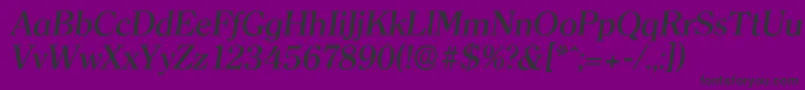 Fonte ClearfaceserialMediumItalic – fontes pretas em um fundo violeta