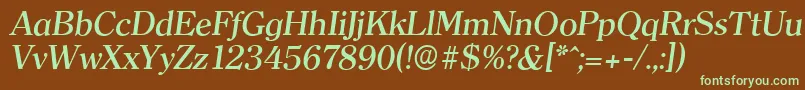 Fonte ClearfaceserialMediumItalic – fontes verdes em um fundo marrom
