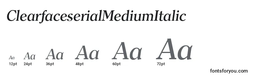 Размеры шрифта ClearfaceserialMediumItalic