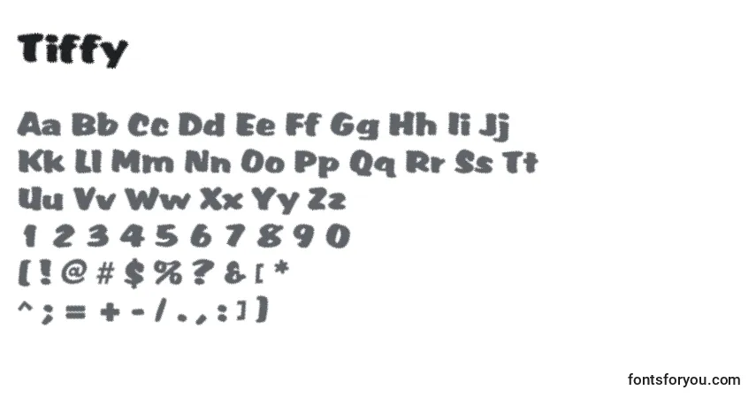 Schriftart Tiffy – Alphabet, Zahlen, spezielle Symbole