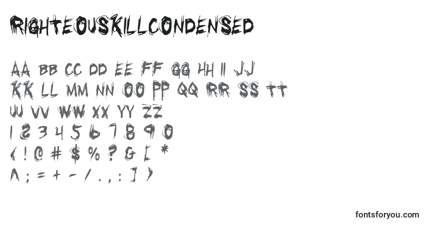 Czcionka RighteousKillCondensed – alfabet, cyfry, specjalne znaki