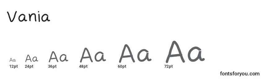 Размеры шрифта Vania