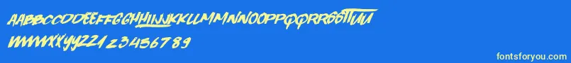 QuickToy Font – Yellow Fonts on Blue Background