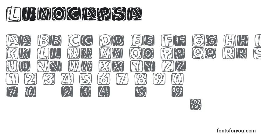 A fonte Linocapsa – alfabeto, números, caracteres especiais