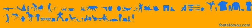 Police MixedSilhouettesFreeVol4 – polices bleues sur fond orange
