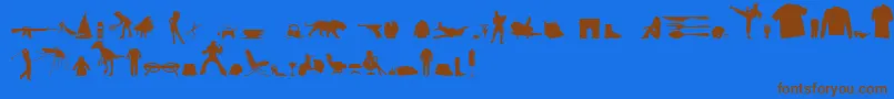 MixedSilhouettesFreeVol4 Font – Brown Fonts on Blue Background