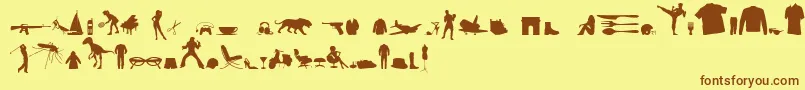 Fonte MixedSilhouettesFreeVol4 – fontes marrons em um fundo amarelo