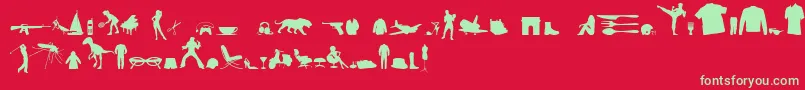MixedSilhouettesFreeVol4 Font – Green Fonts on Red Background