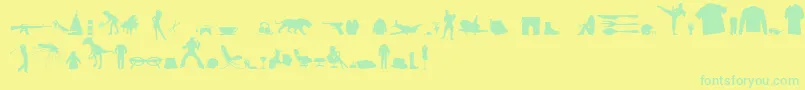 フォントMixedSilhouettesFreeVol4 – 黄色い背景に緑の文字