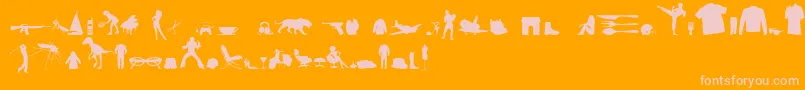 Saiba mais sobre a fonte MixedSilhouettesFreeVol4 Fonte MixedSilhouettesFreeVol4 – fontes rosa em um fundo laranja