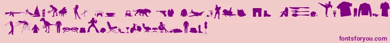 MixedSilhouettesFreeVol4 Font – Purple Fonts on Pink Background