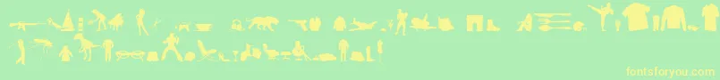 MixedSilhouettesFreeVol4 Font – Yellow Fonts on Green Background