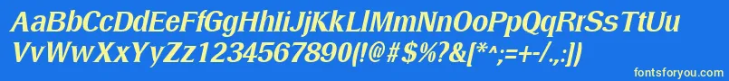 フォントDresselmediumItalic – 黄色の文字、青い背景