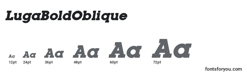 Размеры шрифта LugaBoldOblique