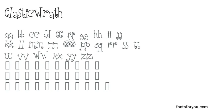Czcionka ElasticWrath – alfabet, cyfry, specjalne znaki