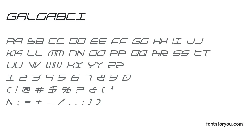 Schriftart Galgabci – Alphabet, Zahlen, spezielle Symbole