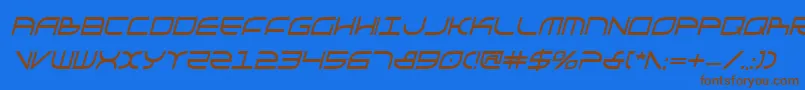 フォントGalgabci – 茶色の文字が青い背景にあります。