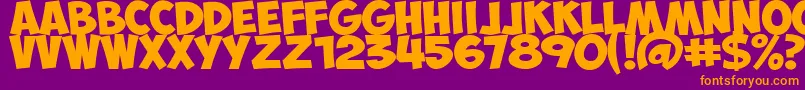 ObelixProBoldItalic-Schriftart – Orangefarbene Schriften auf violettem Hintergrund