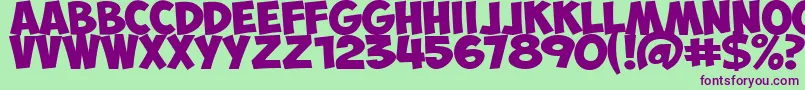 ObelixProBoldItalic Font – Purple Fonts on Green Background