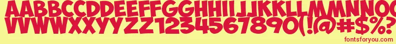 ObelixProBoldItalic Font – Red Fonts on Yellow Background