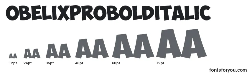 Размеры шрифта ObelixProBoldItalic