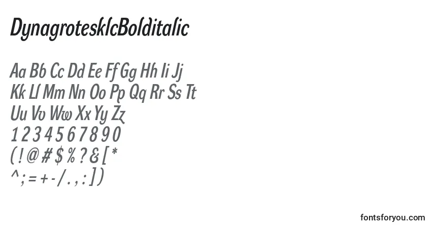Czcionka DynagrotesklcBolditalic – alfabet, cyfry, specjalne znaki