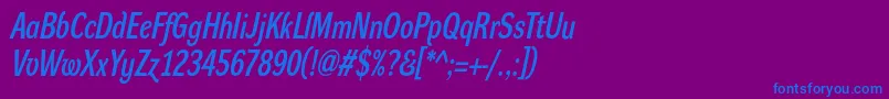 DynagrotesklcBolditalic-Schriftart – Blaue Schriften auf violettem Hintergrund