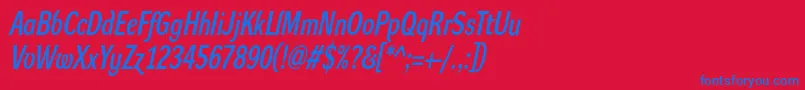 DynagrotesklcBolditalic-fontti – siniset fontit punaisella taustalla