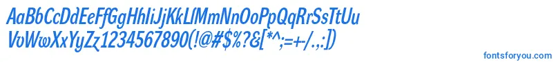 DynagrotesklcBolditalic-fontti – siniset fontit valkoisella taustalla
