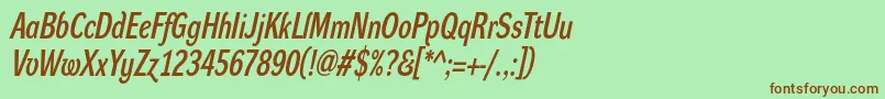 DynagrotesklcBolditalic-fontti – ruskeat fontit vihreällä taustalla