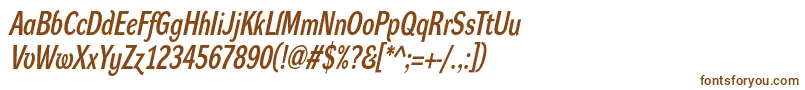 DynagrotesklcBolditalic-fontti – ruskeat fontit valkoisella taustalla