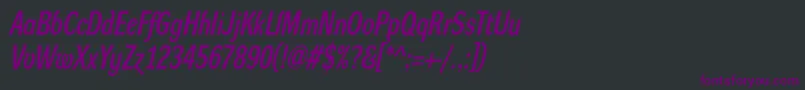 Więcej informacji o czcionce DynagrotesklcBolditalic Czcionka DynagrotesklcBolditalic – fioletowe czcionki na czarnym tle