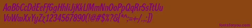 DynagrotesklcBolditalic-fontti – violetit fontit ruskealla taustalla