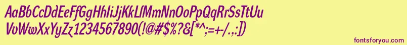 DynagrotesklcBolditalic-fontti – violetit fontit keltaisella taustalla