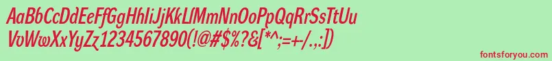 DynagrotesklcBolditalic-fontti – punaiset fontit vihreällä taustalla