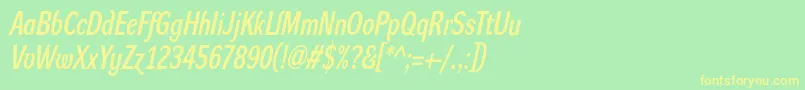 DynagrotesklcBolditalic Font – Yellow Fonts on Green Background