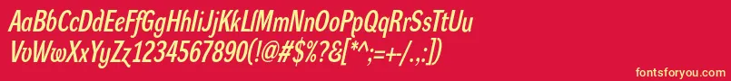 DynagrotesklcBolditalic-fontti – keltaiset fontit punaisella taustalla